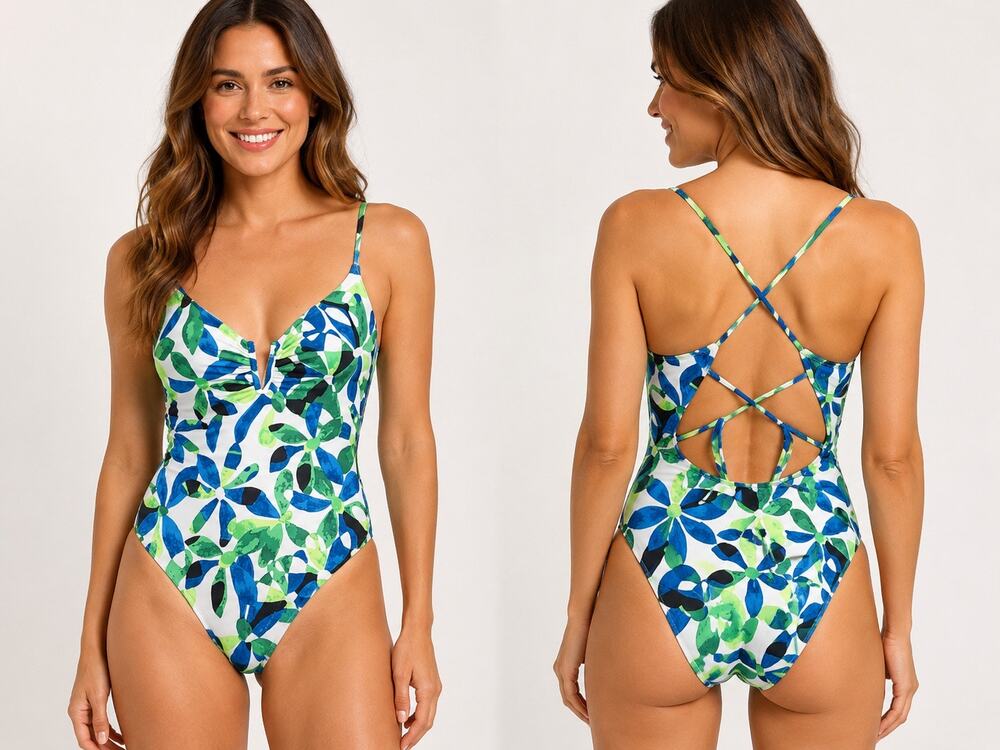 Sanctuary Green and Blue Floral One Piece Swimsuit